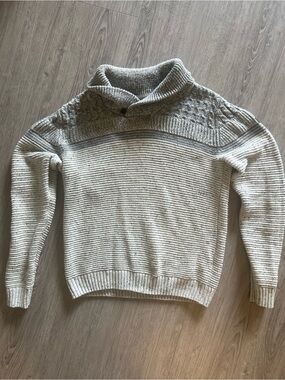 Point Zero Men's Turtleneck Shawl Collar Sweater in Light Gray and Heather